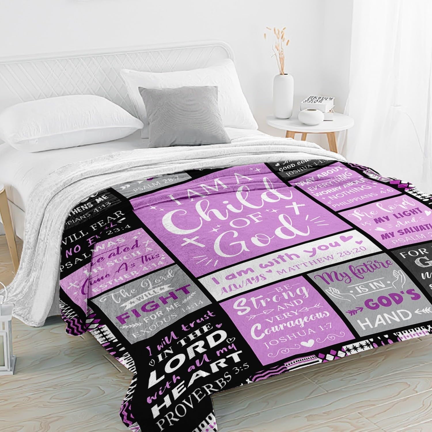 Super Soft Flannel Christian Gifts for Women - Baptism Gifts for Girl - Child of God Blanket - Inspirational Birthday Religious Catholic... - Lightweight Plush Warm Blanket for All Seasons Detail