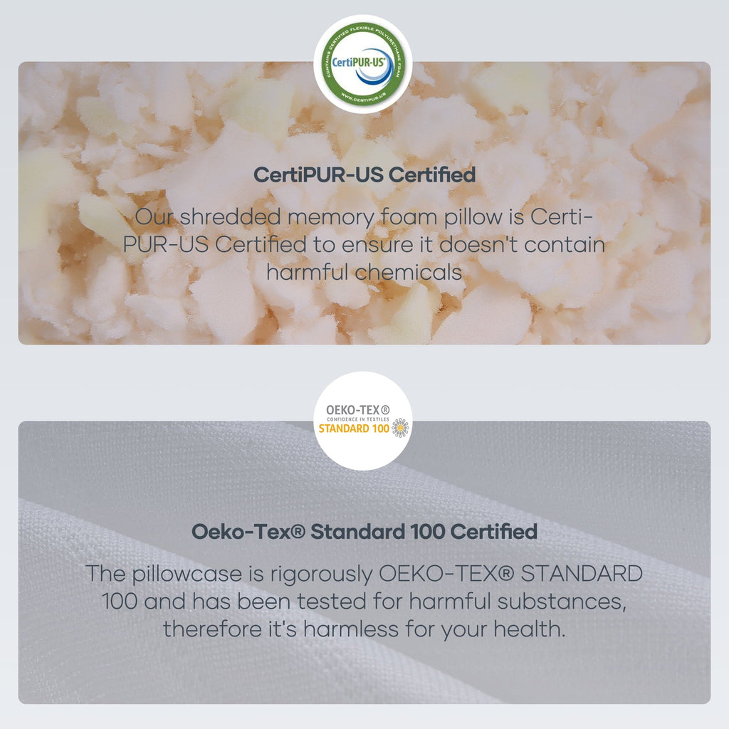 Hotel Collection Shredded Memory Foam Pillow 2 Pack Pillow for Bed, Side, Back and Stomach Sleepers, CertiPUR-US Certified 28"x20" - Decorative Throw Pillow Cushion for Sofa & Bed Detail