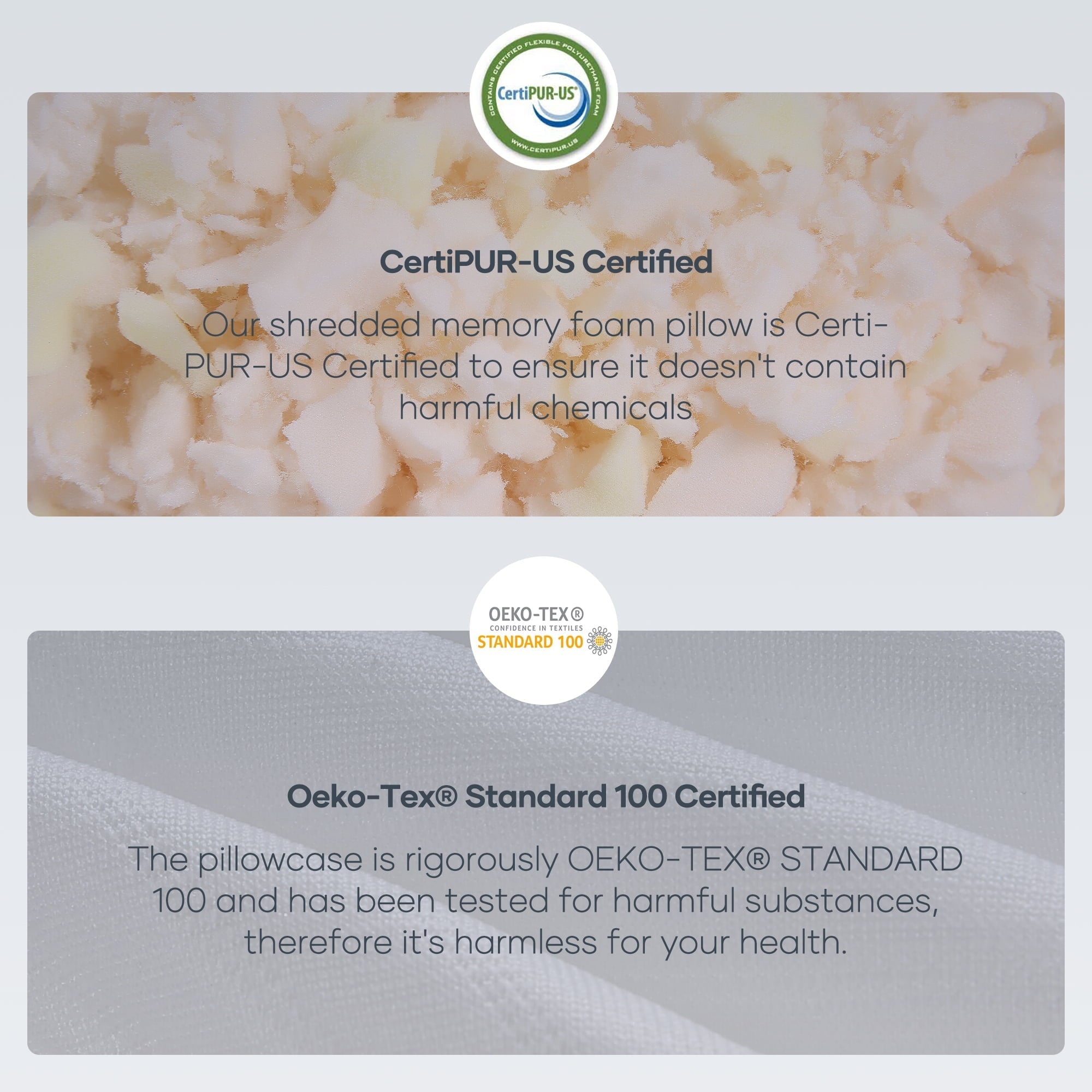 Hotel Collection Shredded Memory Foam Pillow 2 Pack Pillow for Bed, Side, Back and Stomach Sleepers, CertiPUR-US Certified 28"x20" - Decorative Throw Pillow Cushion for Sofa & Bed Detail