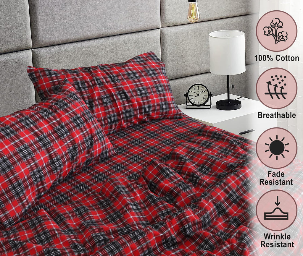 Breathable Luxury Flannel Sheets Queen Size - 100% Cotton Double Brushed Bed Sheets, Deep Pockets 16 Inches Queen Sheet Set, All Season... - Cooling Hotel Quality Bedding Sheets and Pillowcases Detail