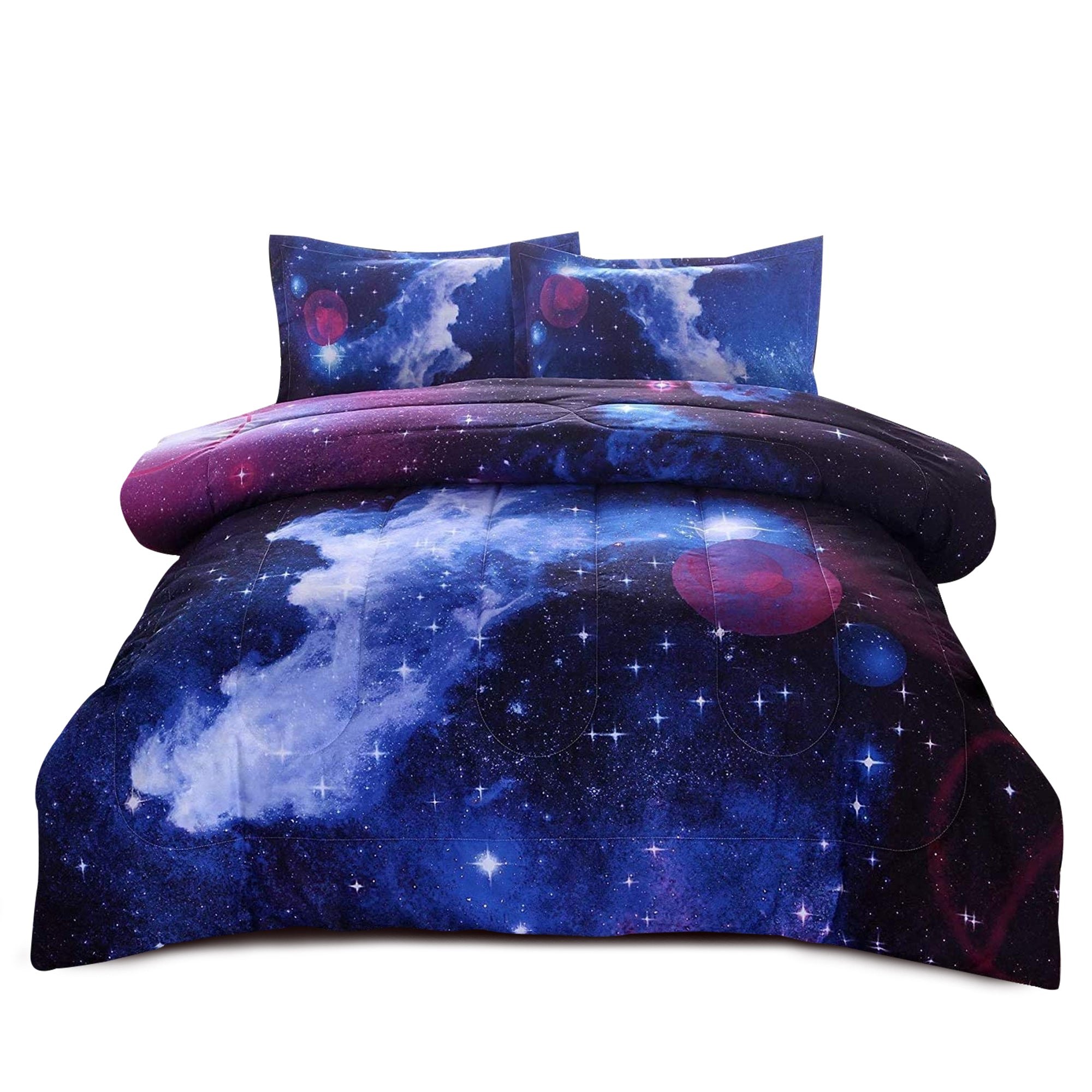 Hypoallergenic Cloud Galaxy Bedding Sets Outer Space Comforter 3D Printed Space Quilt Set Full Size for Kids Blue - Hypoallergenic Ultra-Fluffy Quilt for Winter Detail