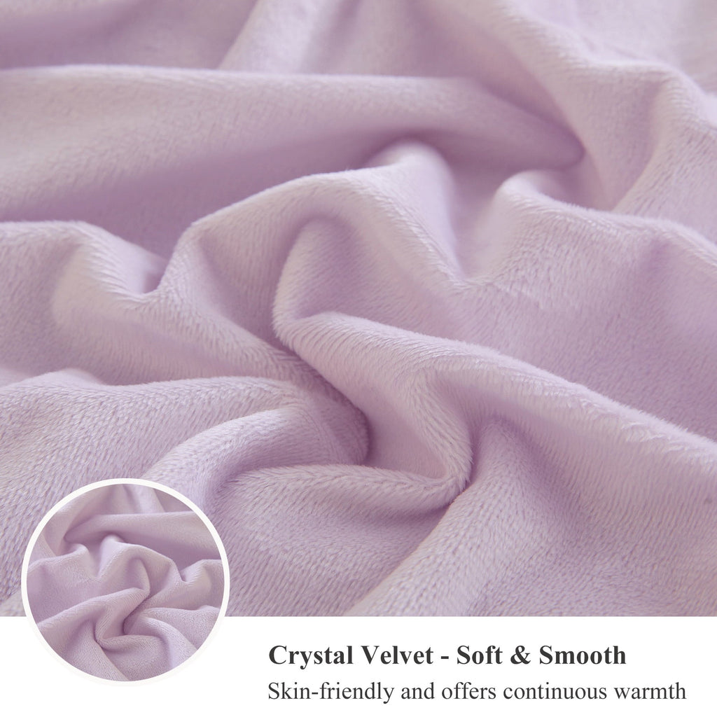 Super Soft Flannel Fluffy Faux Rabbit Fur Throw, Cozy Wide Stripe Plush Fuzzy Blanket for Bed Couch Sofa Chair, Light Purple Shaggy Thro... - Lightweight Plush Warm Blanket for All Seasons Detail