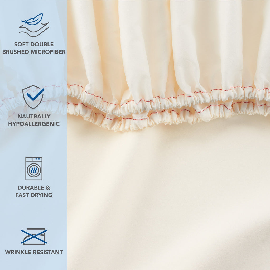 Breathable Luxury Brushed Microfiber Fitted Sheets - Bedding Essentials - Full - (6 Pack) Ivory - Breathable Egyptian Cotton Flat & Fitted Sheets Detail