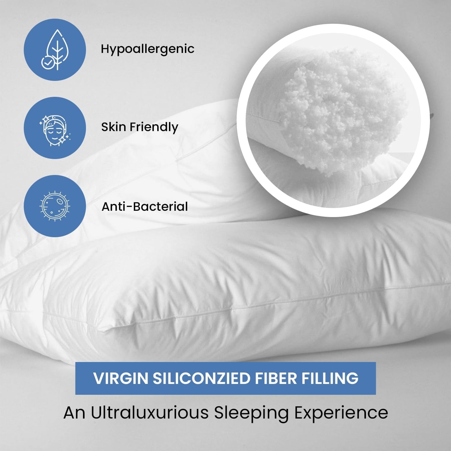 Hotel Collection Ryotei Economy Bulk Hotel Pillows 20"x26" Standard (Pack of 12) | Premium Cluster Fiber Fill | Soft Down Alternative ... - Hotel Quality Plush Sleeping Pillows Detail