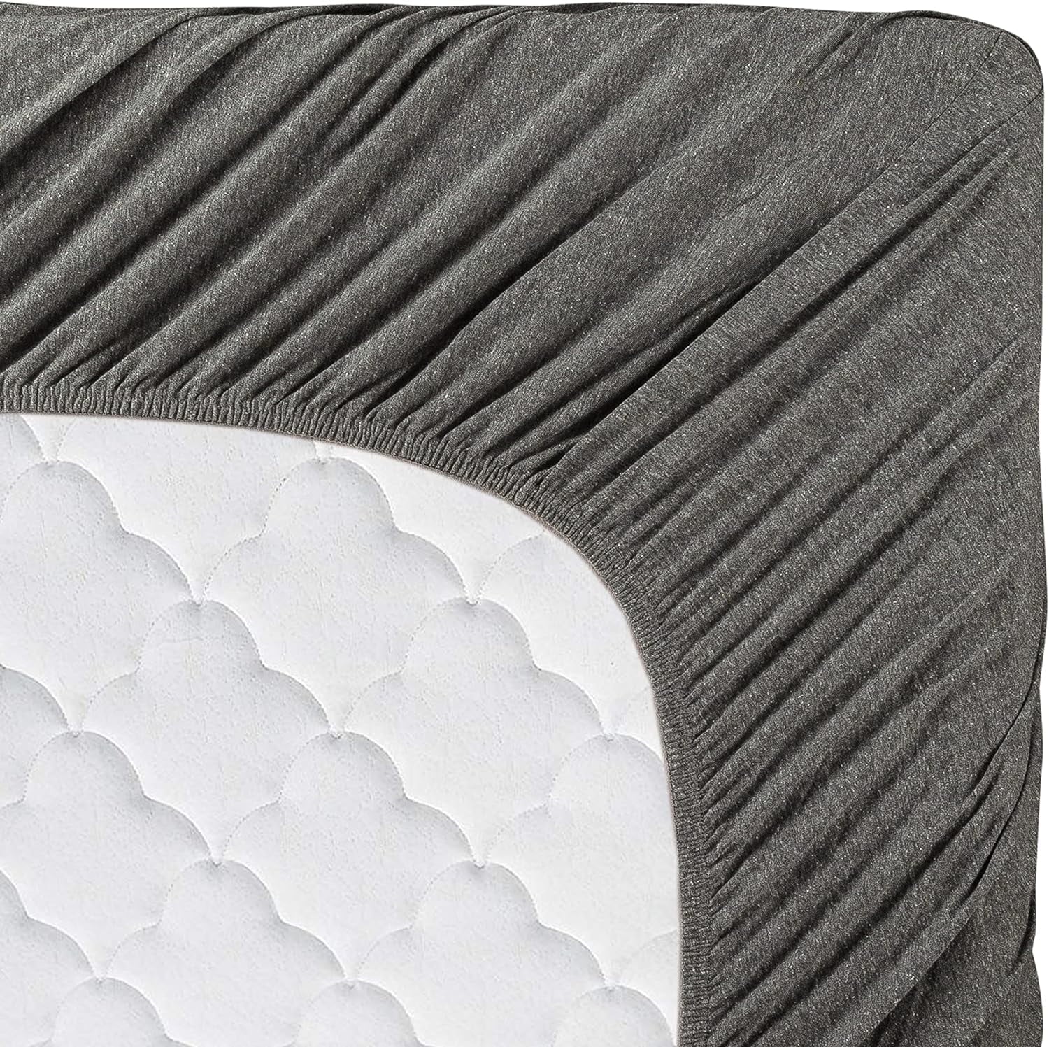 Wrinkle-Resistant Jersey Sheet Set - 4 Pieces Queen Cotton Sheets Set - Stretchable Ultrasoft Luxury Knit Bed Linen (Dark Gray, Queen) - Premium Ultra-Soft Pillowcase Pair for Sleeping Detail