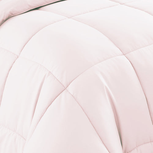 All-Season Supreme 7 Piece Bed-In-A-Bag All Season Solid Comforter & Sheet Set, Full, Pale Pink - Cloud-Like Soft Lightweight Bed Comforter Detail