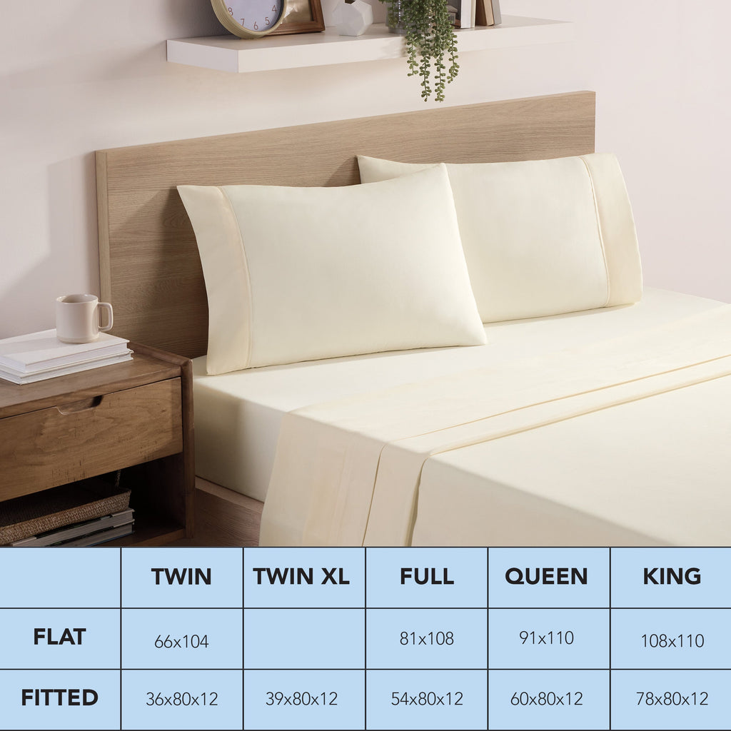 Breathable Luxury Brushed Microfiber Fitted Sheets - Bedding Essentials - Full - (6 Pack) Ivory - Breathable Egyptian Cotton Flat & Fitted Sheets Detail