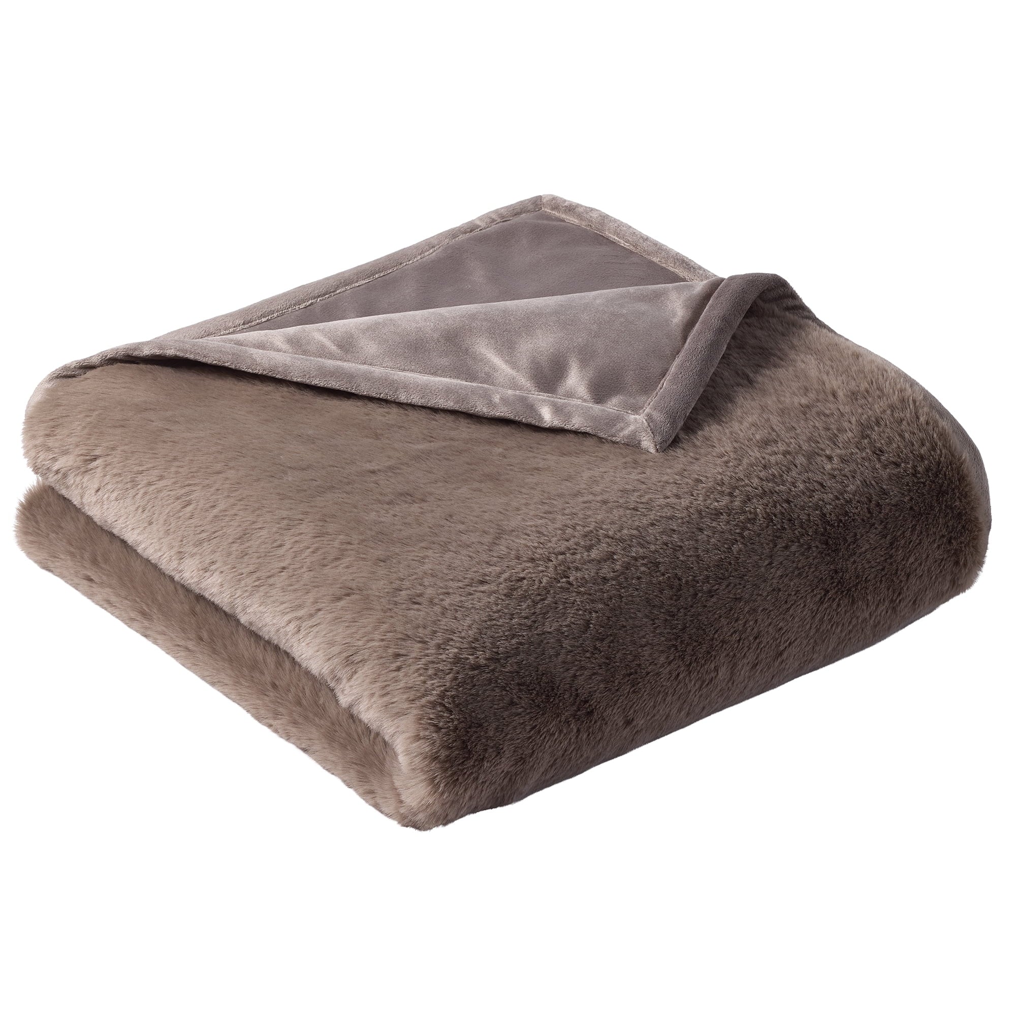 Cozy Fleece Grey Faux Fur Ultra Soft Luxury Oversized Throw Blanket 50" x 72", Grey Bisque - Super Soft Reversible Sherpa Flannel Blanket Detail
