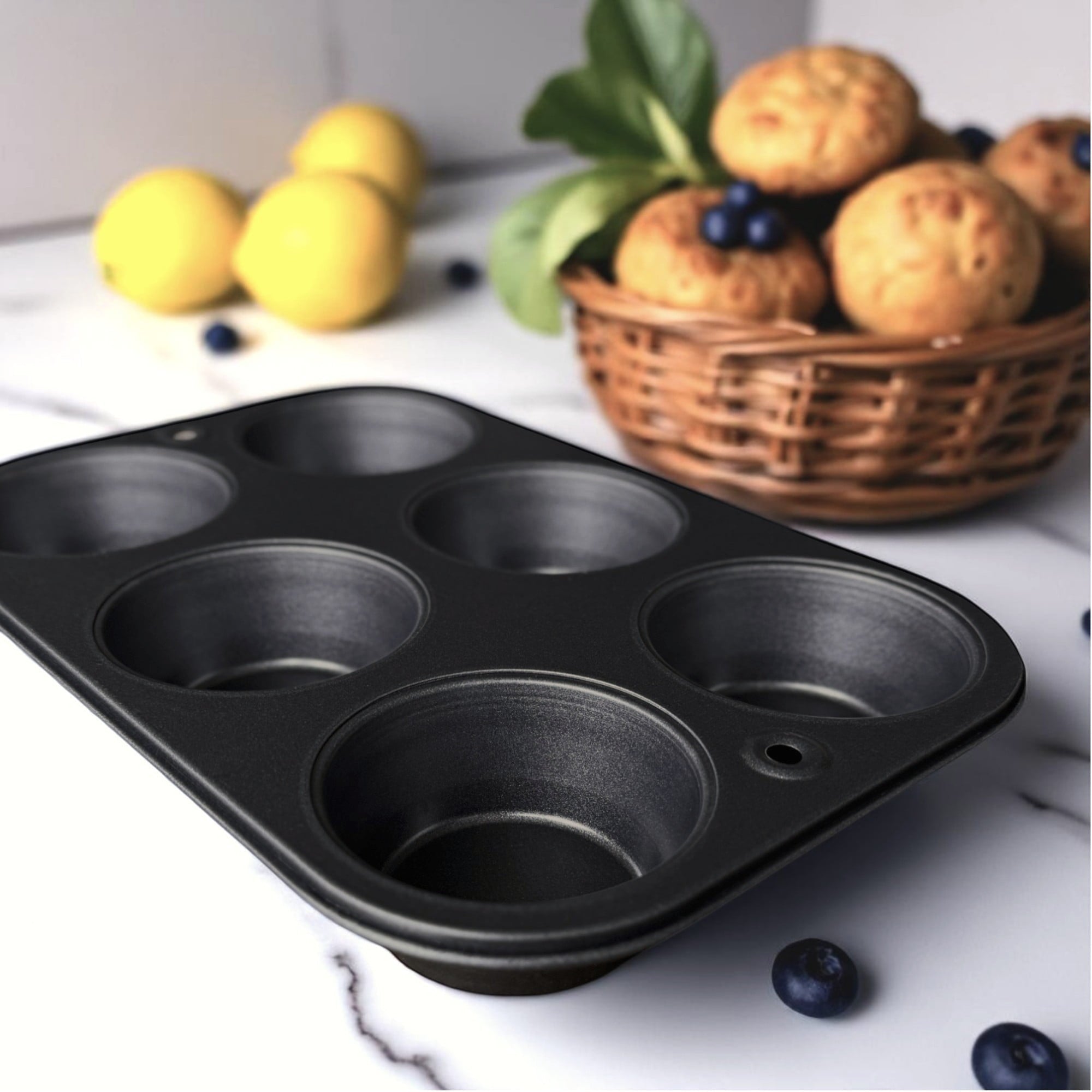 Innovative 6-Cup Nonstick Steel Muffin Pan, 2.9" Cup, Gray, 1 Count - Multi-Functional Manual Food Chopper & Slicer Detail