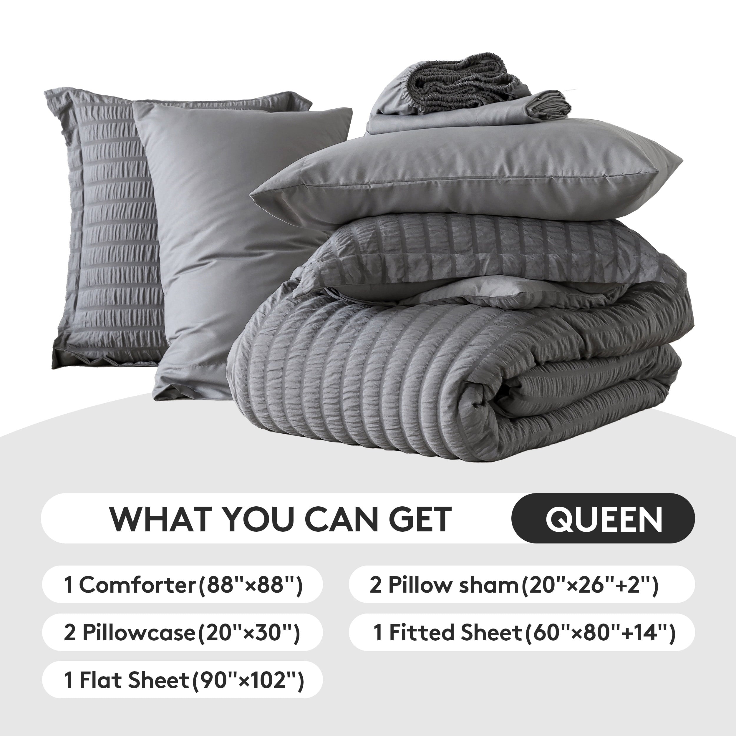Hypoallergenic Cloud 7 Piece Queen Comforter Set, Bed in a Bag with Sheets, Pillowcases & Shams, All Season Soft Bedding, Cozy and Lightwe... - Hypoallergenic Ultra-Fluffy Quilt for Winter Detail