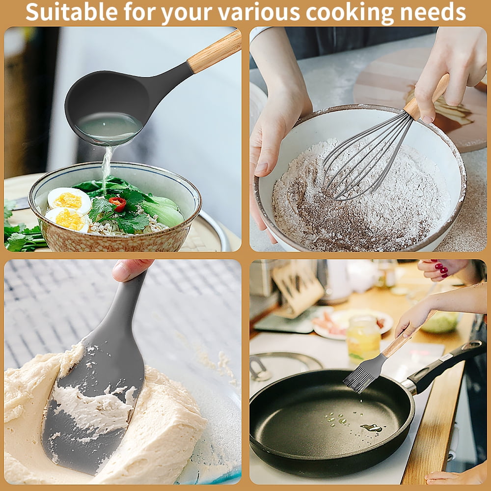 High-Precision Silicone Wooden Heat Resistant Kitchen Utensil Set, 12 pcs - Professional Kitchen Tool for Culinary Enthusiasts Detail