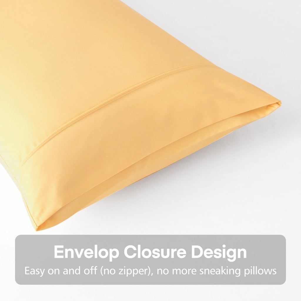 Orthopedic Support Solid Print Pillow Cases, King, Beige, 2-Pieces - Hotel Quality Plush Sleeping Pillows Detail