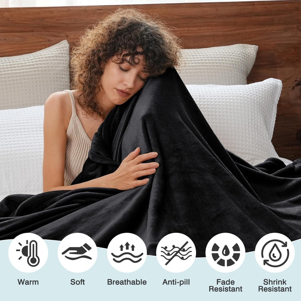 Super Soft Flannel Throw Size Blanket, Luxury Plush Cozy Fuzzy Fleece Blanket, Super Soft Warm Big Lightweight Throw Blanket All Seasons... - Lightweight Plush Warm Blanket for All Seasons Detail