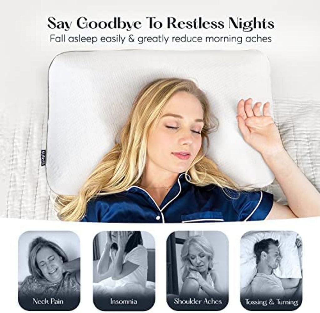 Fluffy Shredded Plush Zen Bed Pillow, Lavender Scented Cooling Adaptive Memory Foam Queen - Ergonomic Memory Foam Pillow for Neck Pain Support Detail