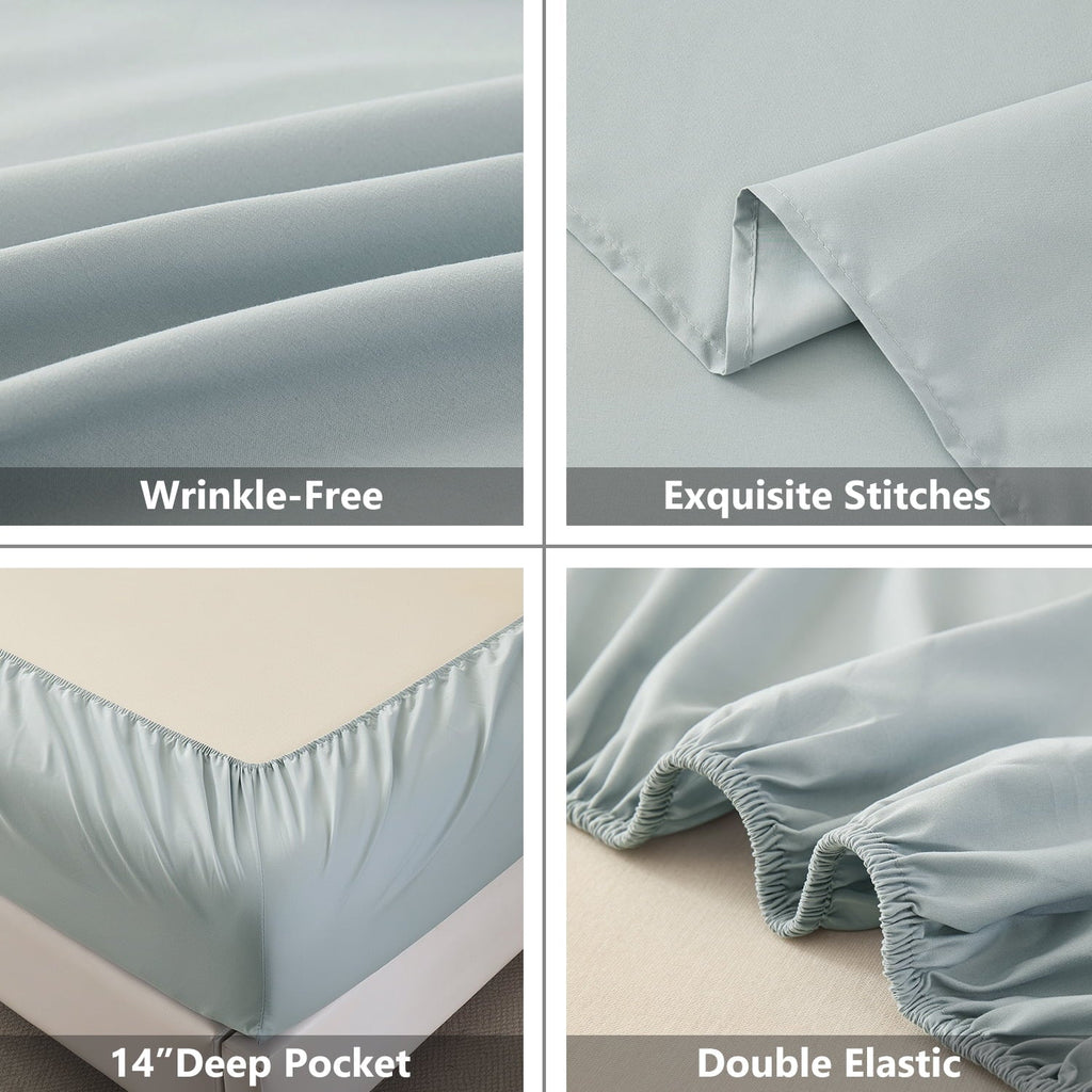 Premium Egyptian Cotton Sheets Set 4 Piece Queen/Full Size Sheet Set, Soft & Lightweight And Breathable ding Set, Fitted Sheet, Flat Sheet & ... - Premium Ultra-Soft Pillowcase Pair for Sleeping Detail