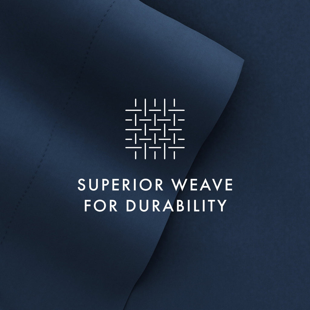 Ultra-Soft 4 Piece Solid Microfiber Bed Sheet Set, Navy, Queen - Premium Ultra-Soft Pillowcase Pair for Sleeping Detail