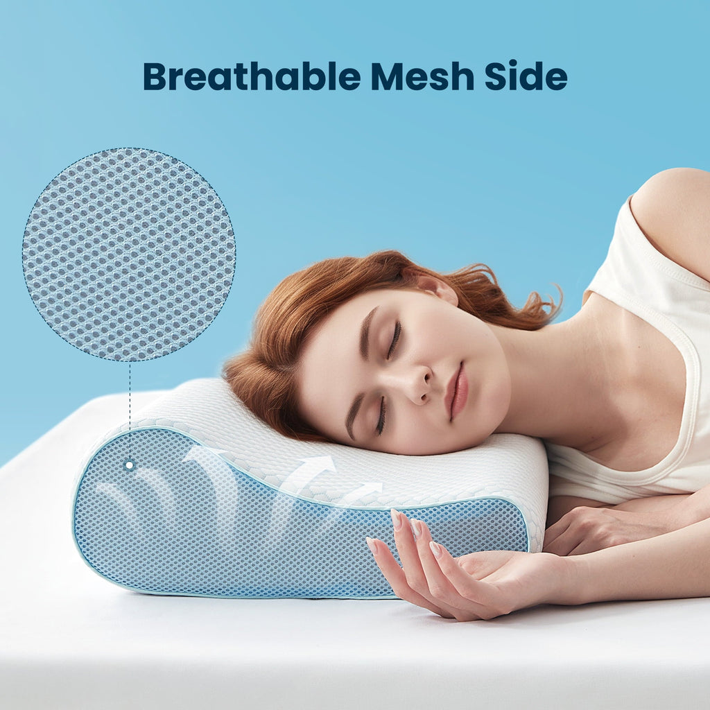 Ergonomic Memory Foam Standard Cooling Memory Foam Pillow, Ergonomic Adjustable Orthopedic Contour Bed Pillows Neck Support for Side Back S... - Orthopedic Shredded Foam Bed Pillow Set Detail