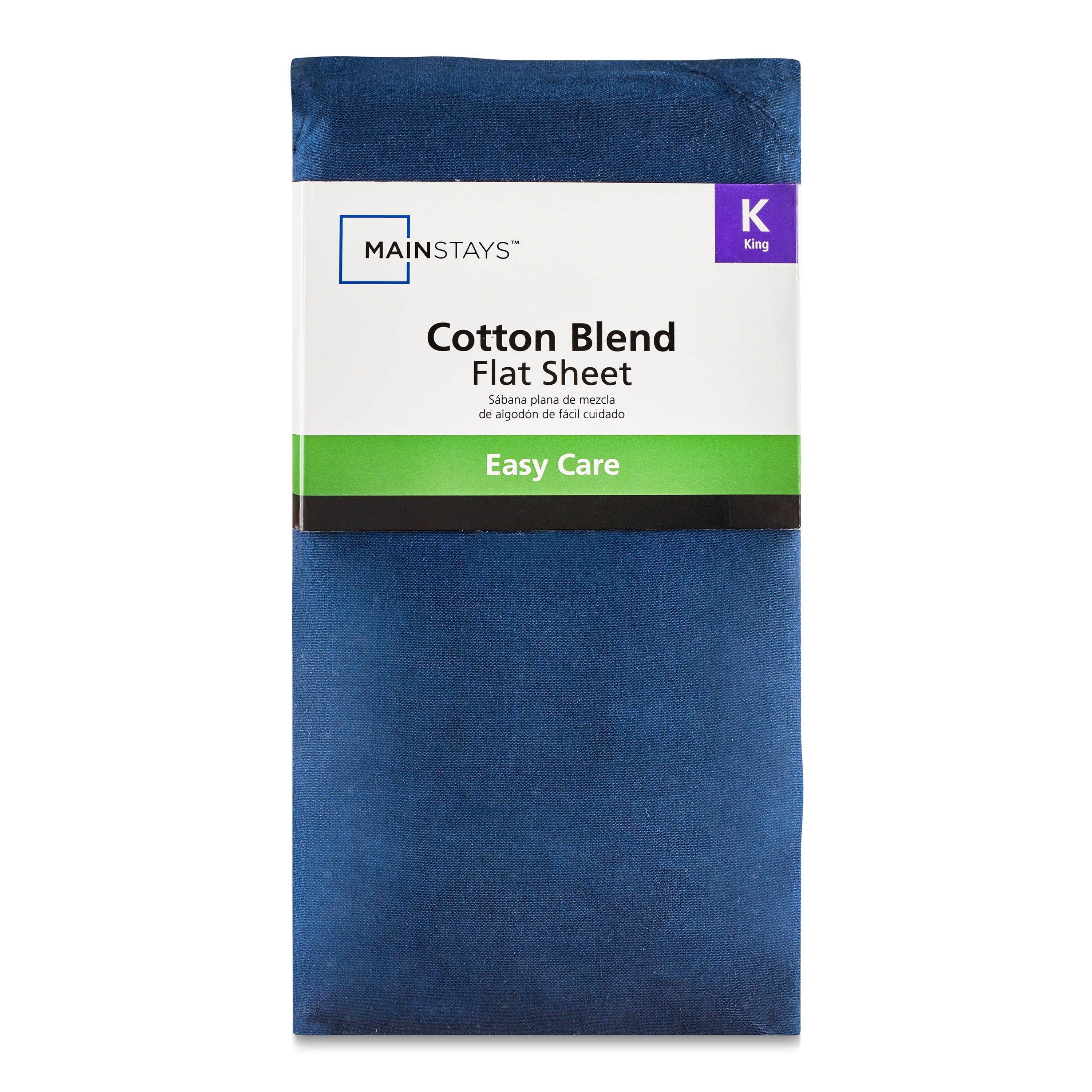 Wrinkle-Resistant 300 Thread Count Easy Care Blue Cove Cotton Blend Percale Flat Bed Sheet, King - Breathable Egyptian Cotton Flat & Fitted Sheets Detail