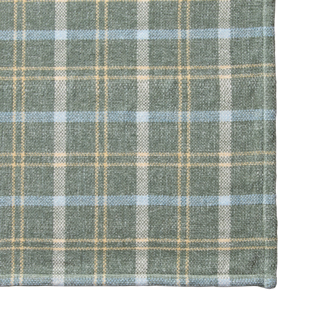 Lightweight Warm Woven Chenille Plaid Throw Blanket, Green River , 50x72 Inches - Luxury Knitted Decorative Throw Blanket with Fringes Detail