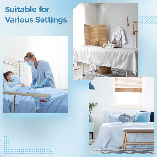 Cooling Sateen 6 Pcs Hospital Bed Sheets Set, Includes 2 Fitted Sheet 84x36x14", 2 Flat Sheets 104x59", 2 Pillowcases 19x29", Soft B... - Luxury Bed Sheet Set with Deep Pockets Detail