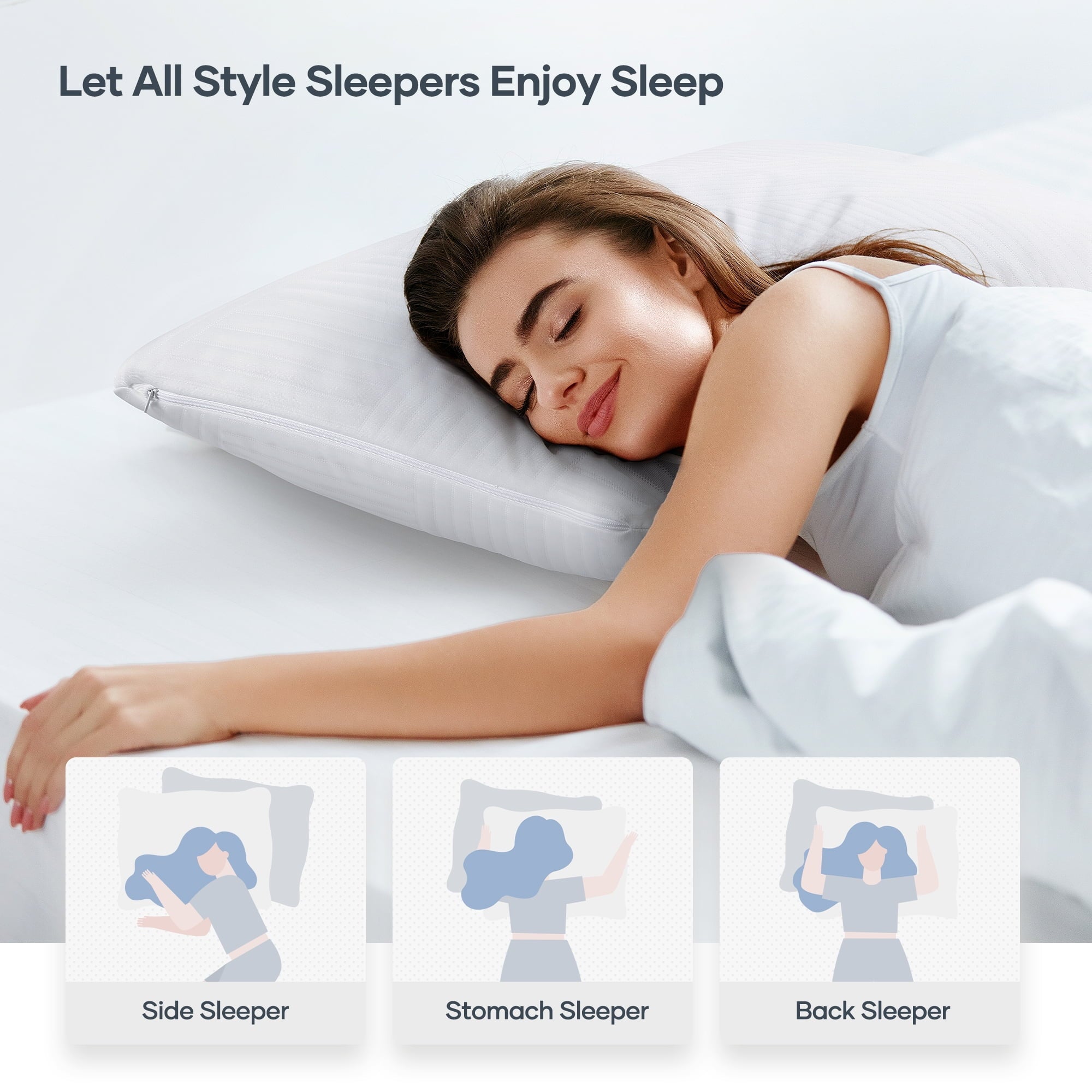 Hotel Collection Shredded Memory Foam Pillow 2 Pack Pillow for Bed, Side, Back and Stomach Sleepers, CertiPUR-US Certified 28"x20" - Decorative Throw Pillow Cushion for Sofa & Bed Detail
