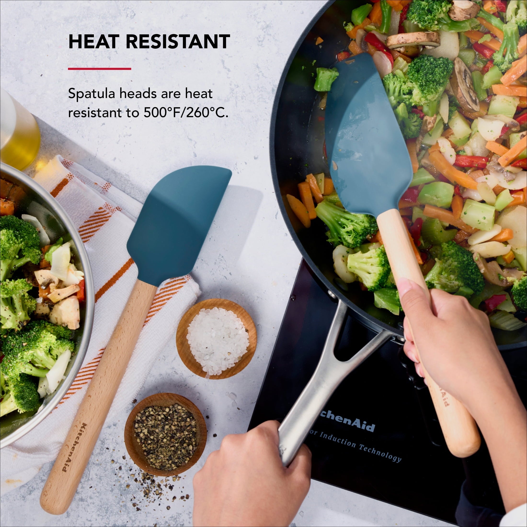 Heavy Duty 2-Piece Silicone Mixing Spatula and Scraper Set for Cooking, Agave - Heavy Duty Stainless Steel Kitchen Shears Detail