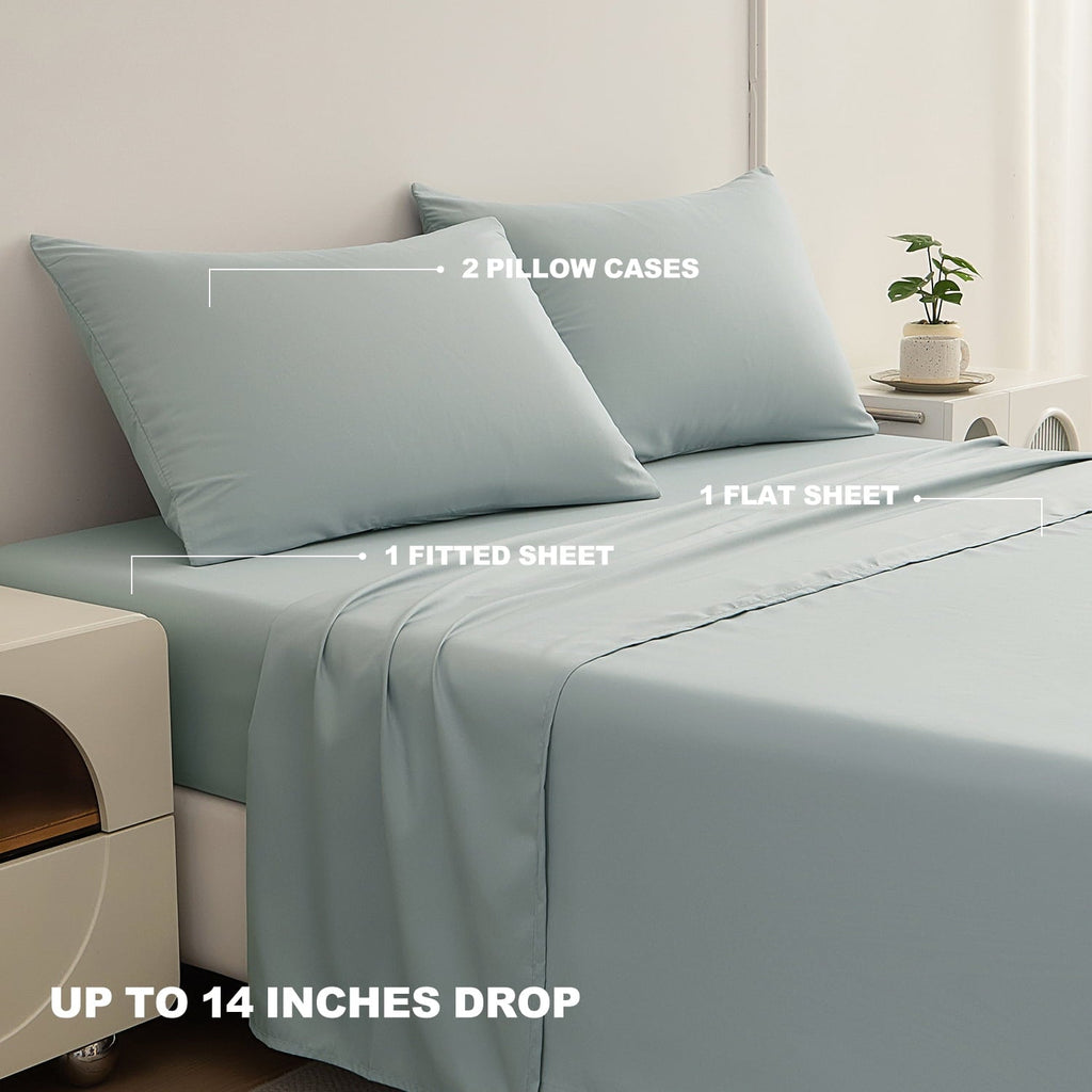 Premium Egyptian Cotton Sheets Set 4 Piece Queen/Full Size Sheet Set, Soft & Lightweight And Breathable ding Set, Fitted Sheet, Flat Sheet & ... - Premium Ultra-Soft Pillowcase Pair for Sleeping Detail