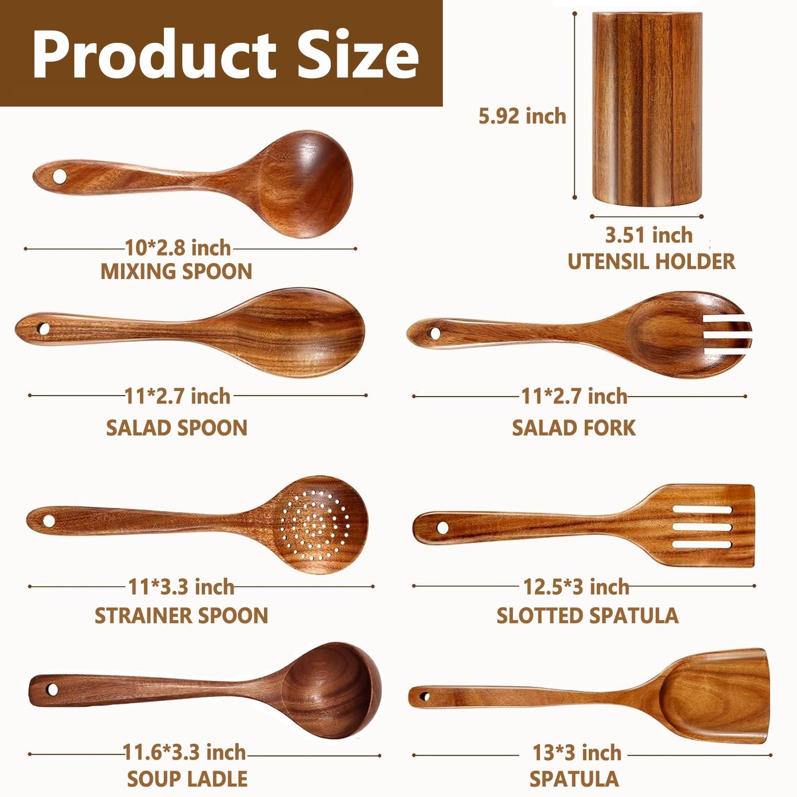 Heat-Resistant Wooden Spoons for Cooking, 8 Pcs Natural Teak Wooden Utensils Set, Non-Stick & Heat Resistant Durable Wood ... - Heat-Resistant Silicone Cooking Spatula Turner Detail