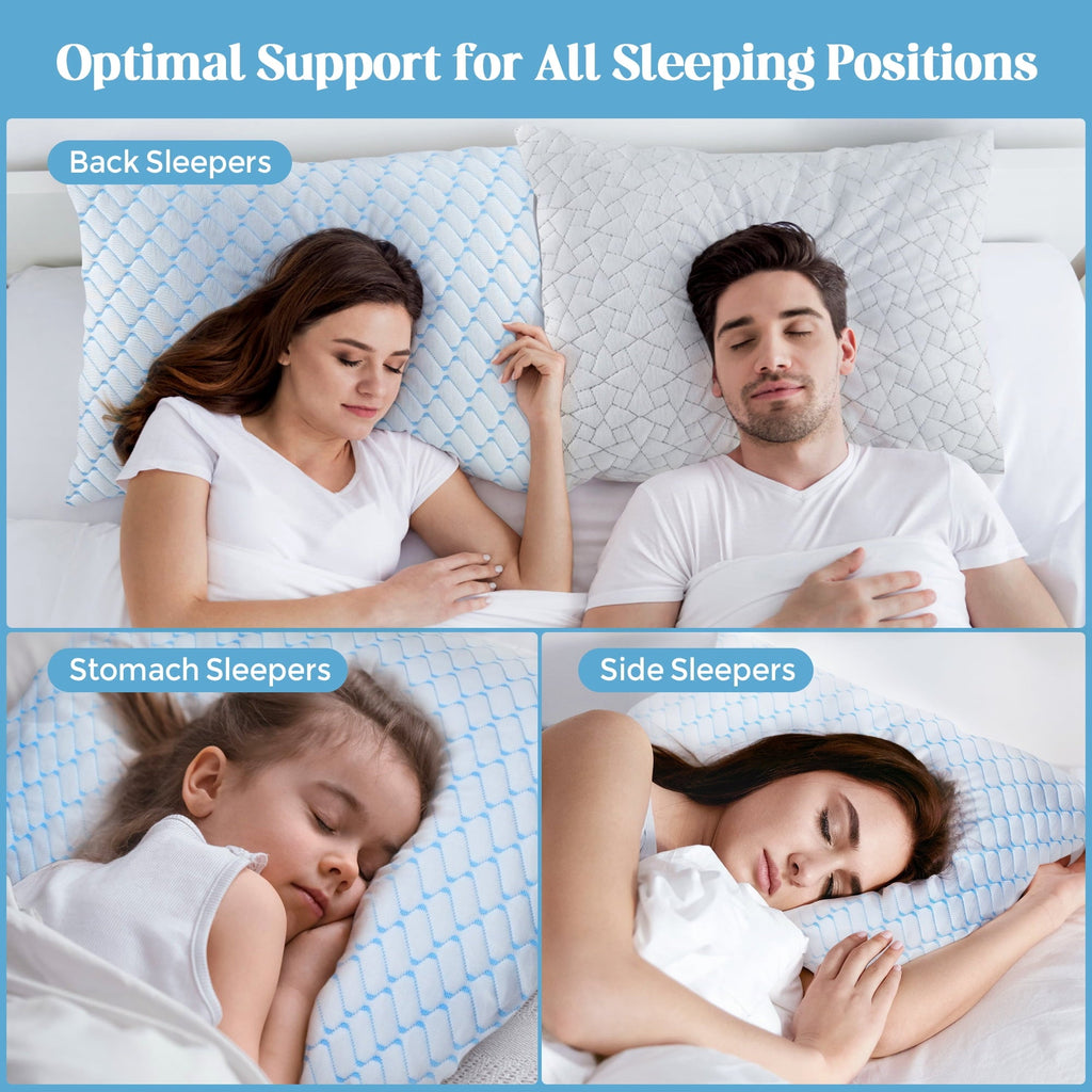 Decorative Plump Shredded Memory Foam Pillows Standard Size Set of 2, Regulating Reversible Cooling Pillow Bed Pillow for Bed, Adjusta... - Hotel Quality Plush Sleeping Pillows Detail