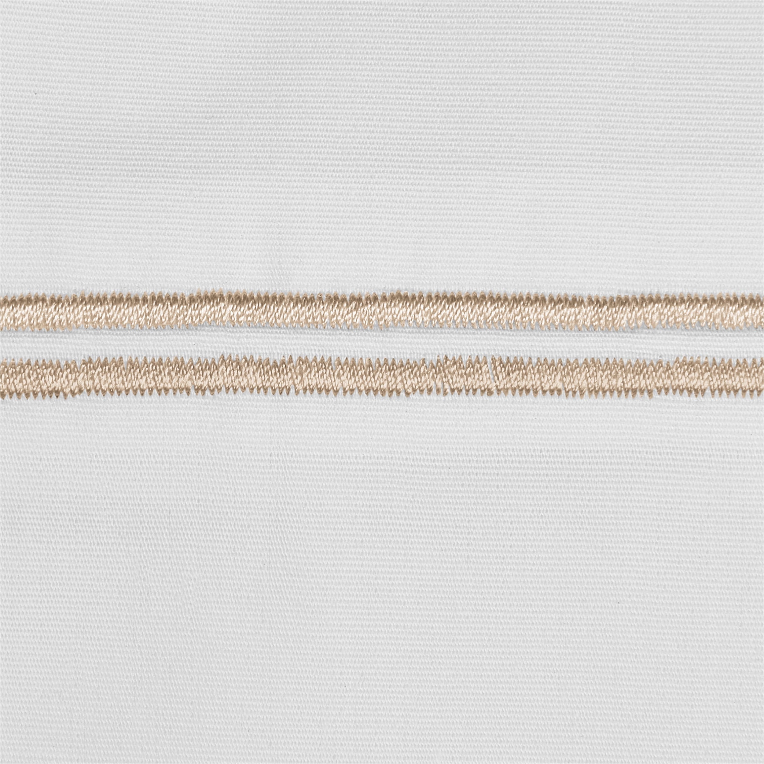Cooling Sateen 4-Piece 300 Thread Count White Pima Cotton Bed Sheet Set with Tan Hem, Full , Adult/Teen - Luxury Bed Sheet Set with Deep Pockets Detail