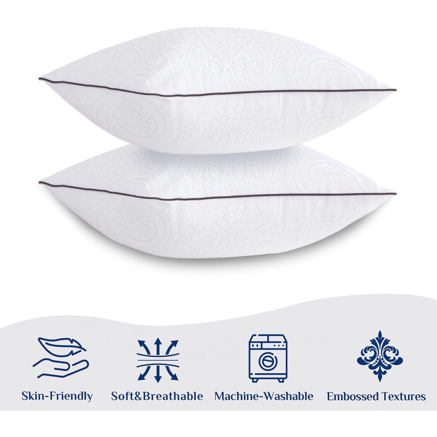 Ergonomic Memory Foam for Sleeping, Soft and Supportive Throw for Couch, Bed and Sofa, Down Alternative Pillow, 26x26 Inches - Orthopedic Shredded Foam Bed Pillow Set Detail