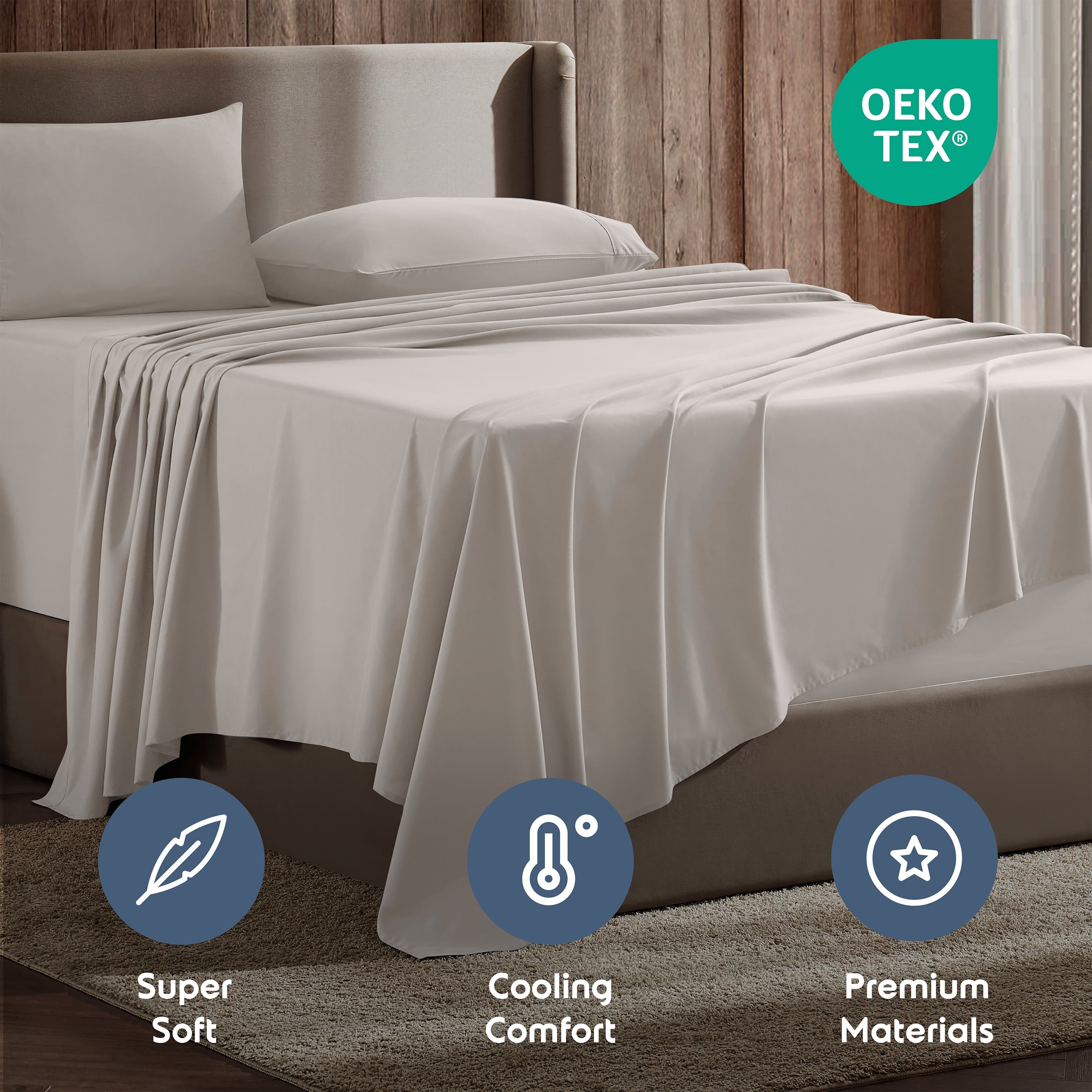 Breathable Luxury Extra Deep Pocket Full Sheets Set, 4 Piece, Fits 18"-24" Mattress, Breathable & Extra Soft Bed Sheets, Linen - Premium Ultra-Soft Pillowcase Pair for Sleeping Detail