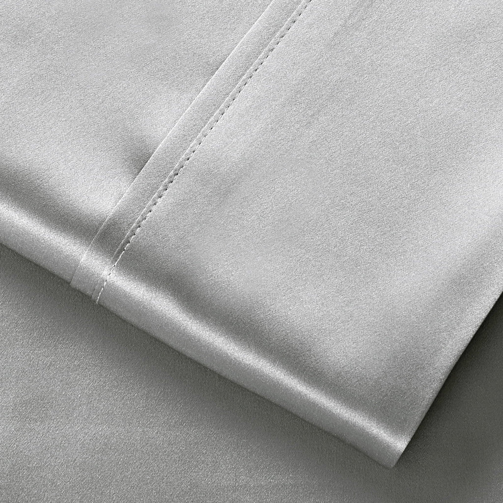 Ultra-Soft Luxury Satin Sheets Set Full Size Light Gray, 4-Piece Bedding Sets with Deep Pockets - Soft and Smooth Satin Bed Shee... - Breathable Egyptian Cotton Flat & Fitted Sheets Detail