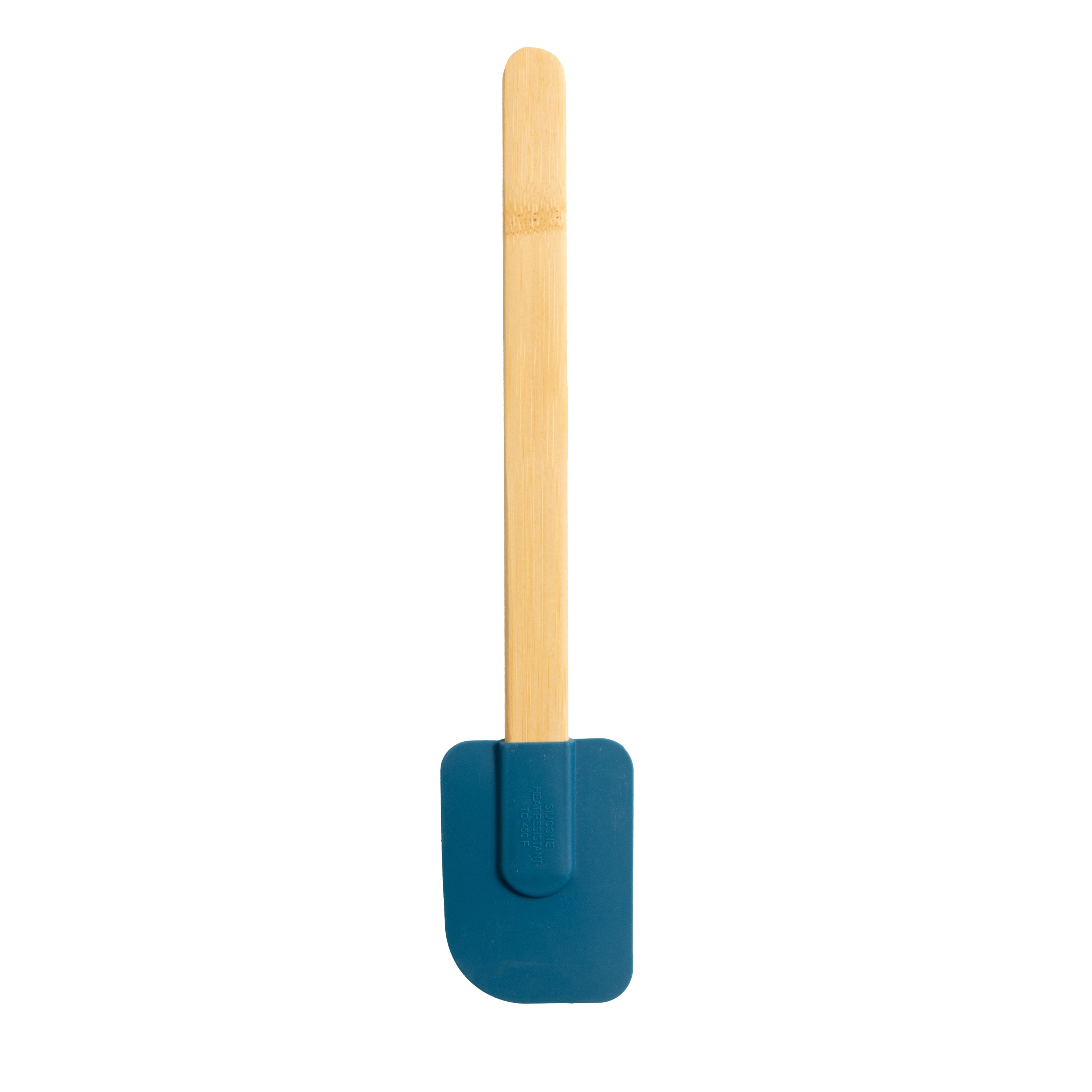 Durable Steel Silicone Spatulas Set 4 with Bamboo Handles, Blue - Multi-Purpose Hand Tool for Daily Meal Prep Detail