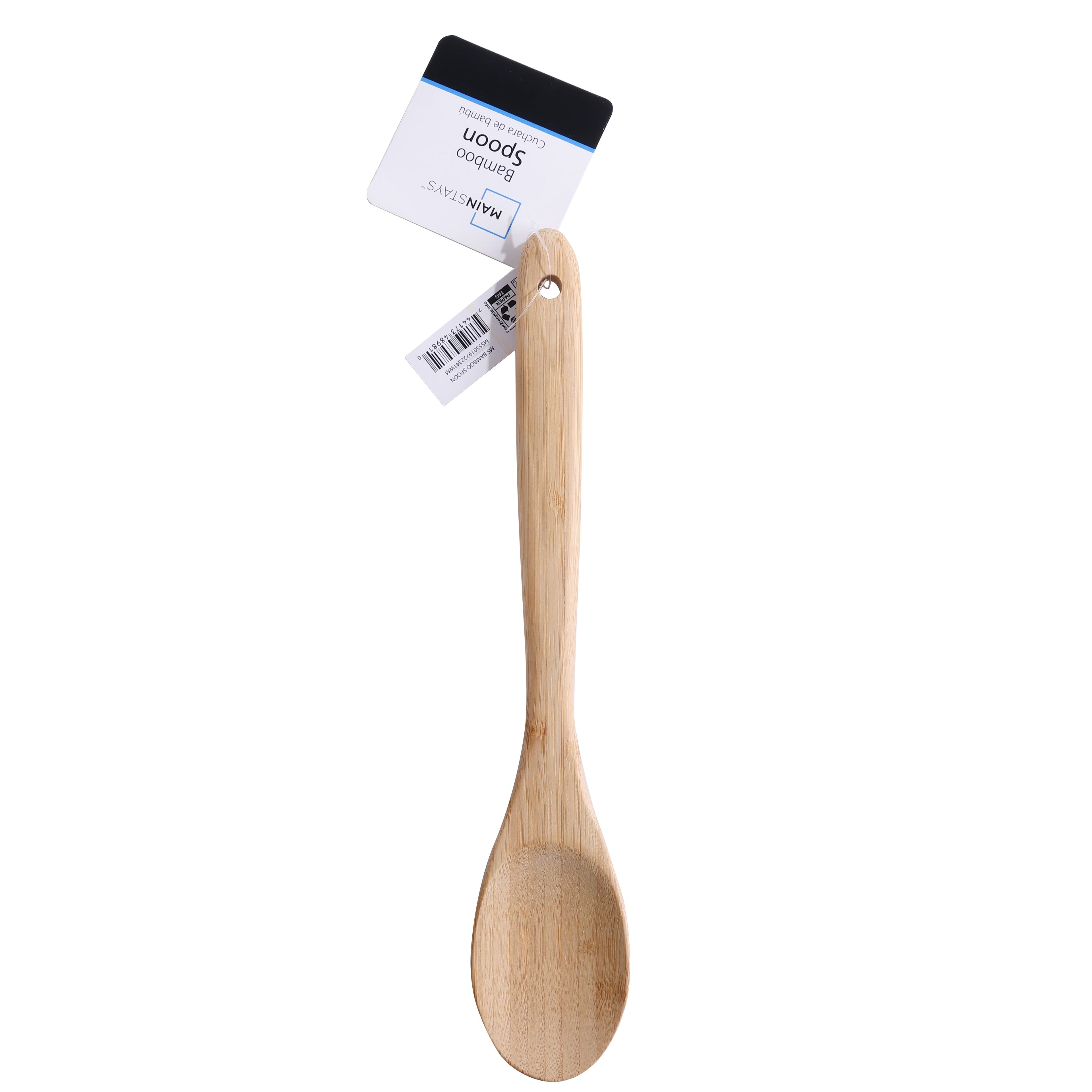 Chef-Quality Bamboo Cooking Spoon Natural Bamboo Crafted, 13" L, Kitchen Prep - Multi-Purpose Hand Tool for Daily Meal Prep Detail