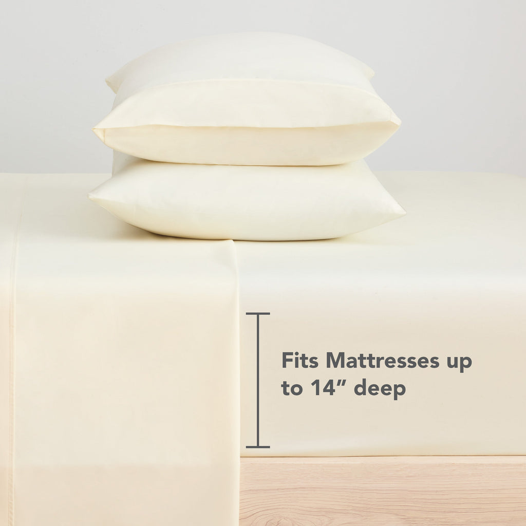 Breathable Luxury Brushed Microfiber Fitted Sheets - Bedding Essentials - Full - (6 Pack) Ivory - Breathable Egyptian Cotton Flat & Fitted Sheets Detail