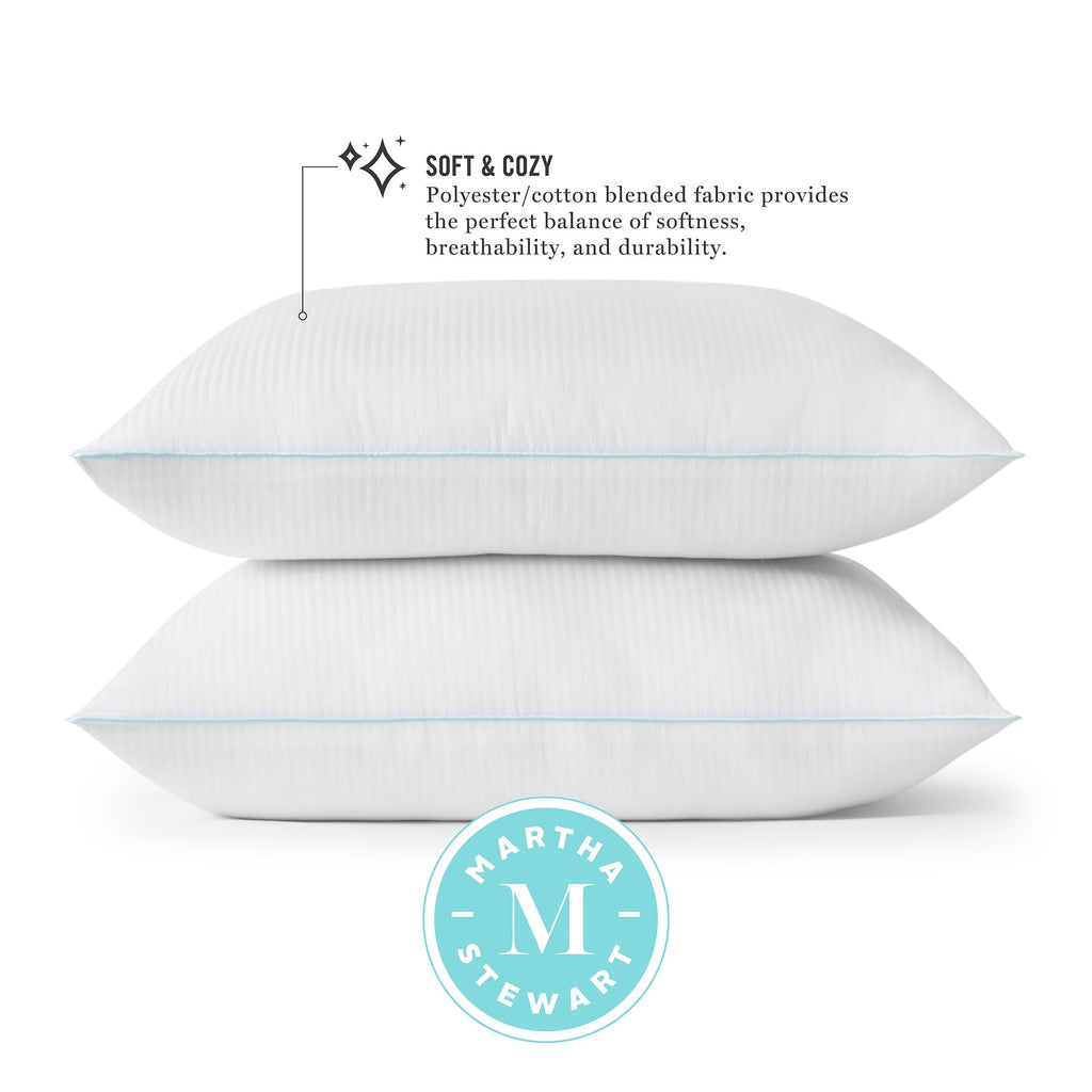 Hotel Collection Classic Stripe Bed Pillows Standard / Queen Size Set Of 2, Enhanced Loft Plush Pillow for All Sleep Positions, 20" x ... - Orthopedic Shredded Foam Bed Pillow Set Detail