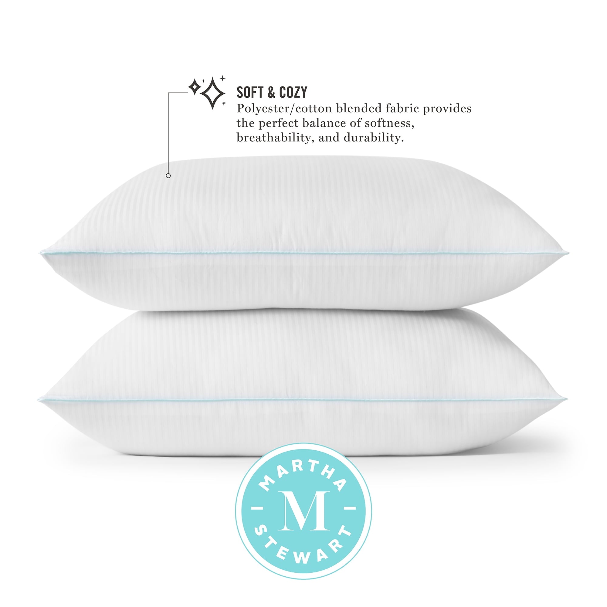 Hotel Collection Classic Stripe Bed Pillows Standard / Queen Size Set Of 2, Enhanced Loft Plush Pillow for All Sleep Positions, 20" x ... - Orthopedic Shredded Foam Bed Pillow Set Detail
