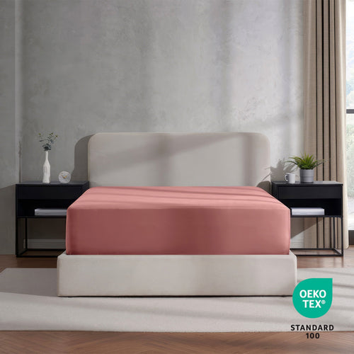 Breathable Luxury Extra Deep Pocket Twin XL Fitted Sheet Only, Fits 18" to 24" Mattress, Soft Microfiber Fitted Bed Sheet, Pink Clay - Breathable Egyptian Cotton Flat & Fitted Sheets Detail