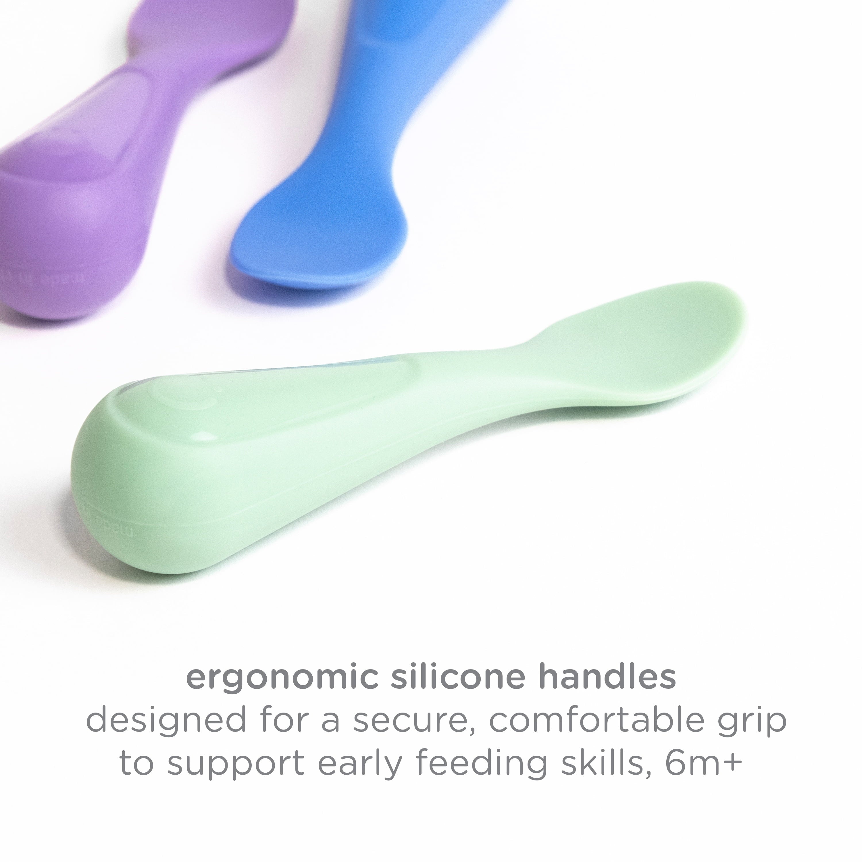 Durable Steel Silicone Toddler Training Spoons, Baby, Silicone Flatware Sets, 3 Pack - Multi-Purpose Hand Tool for Daily Meal Prep Detail