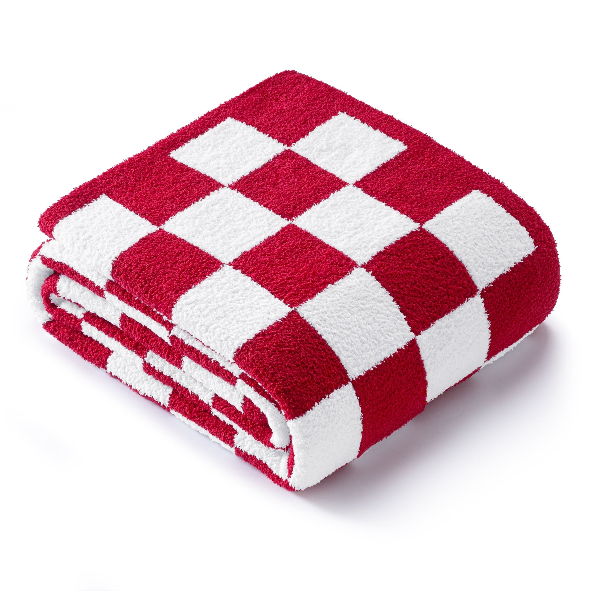 Reversible Sherpa Checkered Knit Throw Blanket, Ultra Soft Cozy Fluffy Checkerboard Blankets, Lightweight Fuzzy Plush Throw for Couch a... - Lightweight Plush Warm Blanket for All Seasons Detail