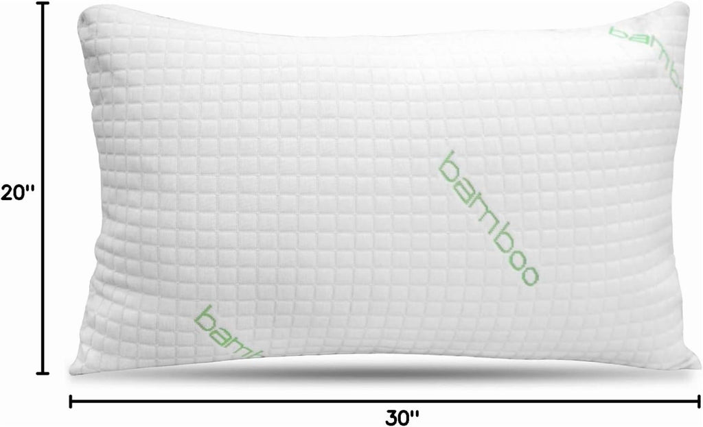 Orthopedic Support Queen Size Bamboo Pillow, Memory Foam Bed Pillows with Washable Pillowcases, Queen - Ergonomic Memory Foam Pillow for Neck Pain Support Detail