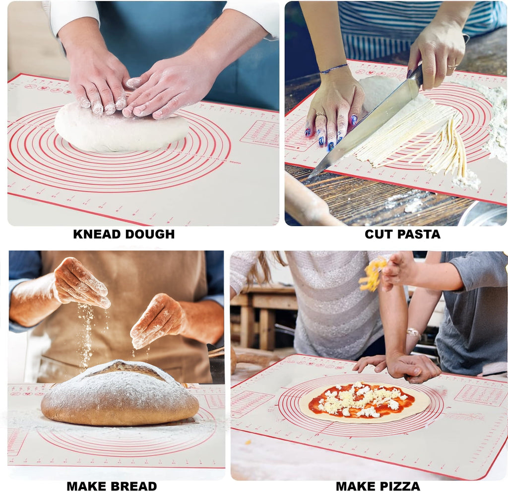 Premium Kitchen Reusable Silicone 24"x 18" Pastry Mat with Measurements - Multi-Functional Manual Food Chopper & Slicer Detail