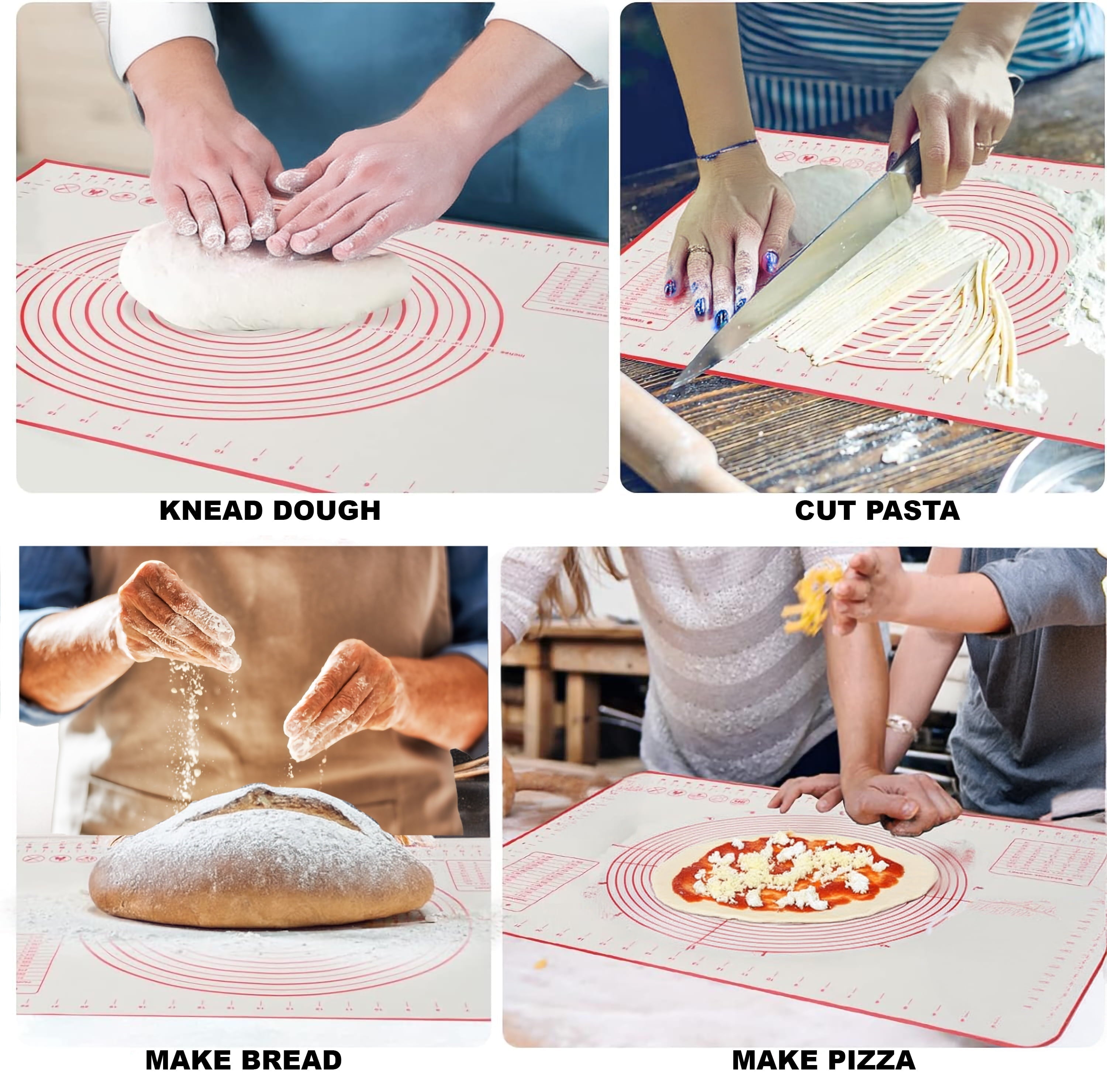 Premium Kitchen Reusable Silicone 24"x 18" Pastry Mat with Measurements - Multi-Functional Manual Food Chopper & Slicer Detail