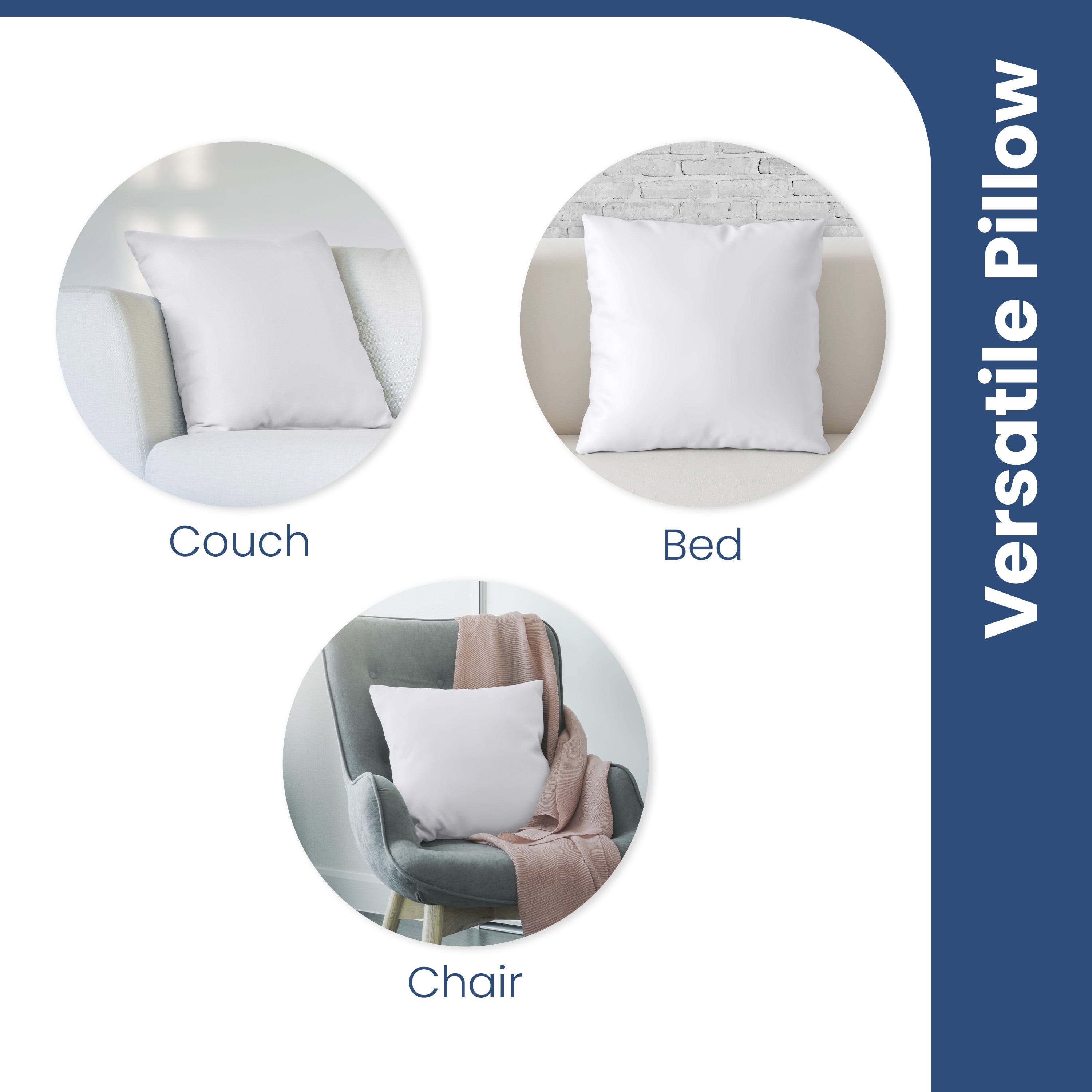 Decorative Plump Down Alternative White Euro Pillow Insert 26x26 – Soft & Durable - Ergonomic Memory Foam Pillow for Neck Pain Support Detail
