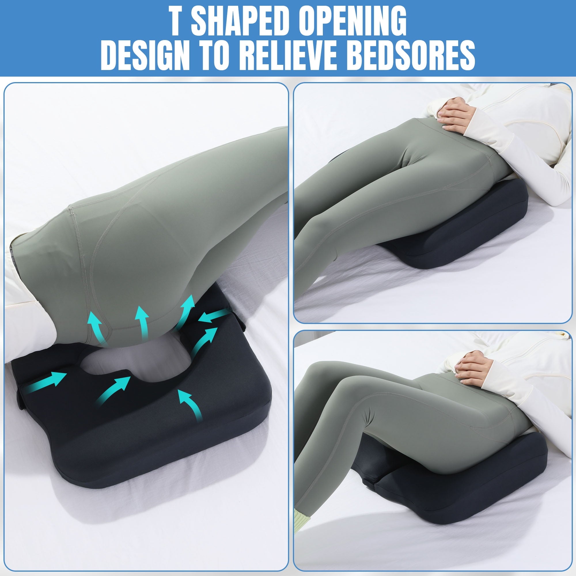 Decorative Plump Memory Foam Bed Sore Cushions for Butt, Bedsore Pressure Relief Pillow for Sleeping and Sitting,Cushion for Bed Sores... - Orthopedic Shredded Foam Bed Pillow Set Detail