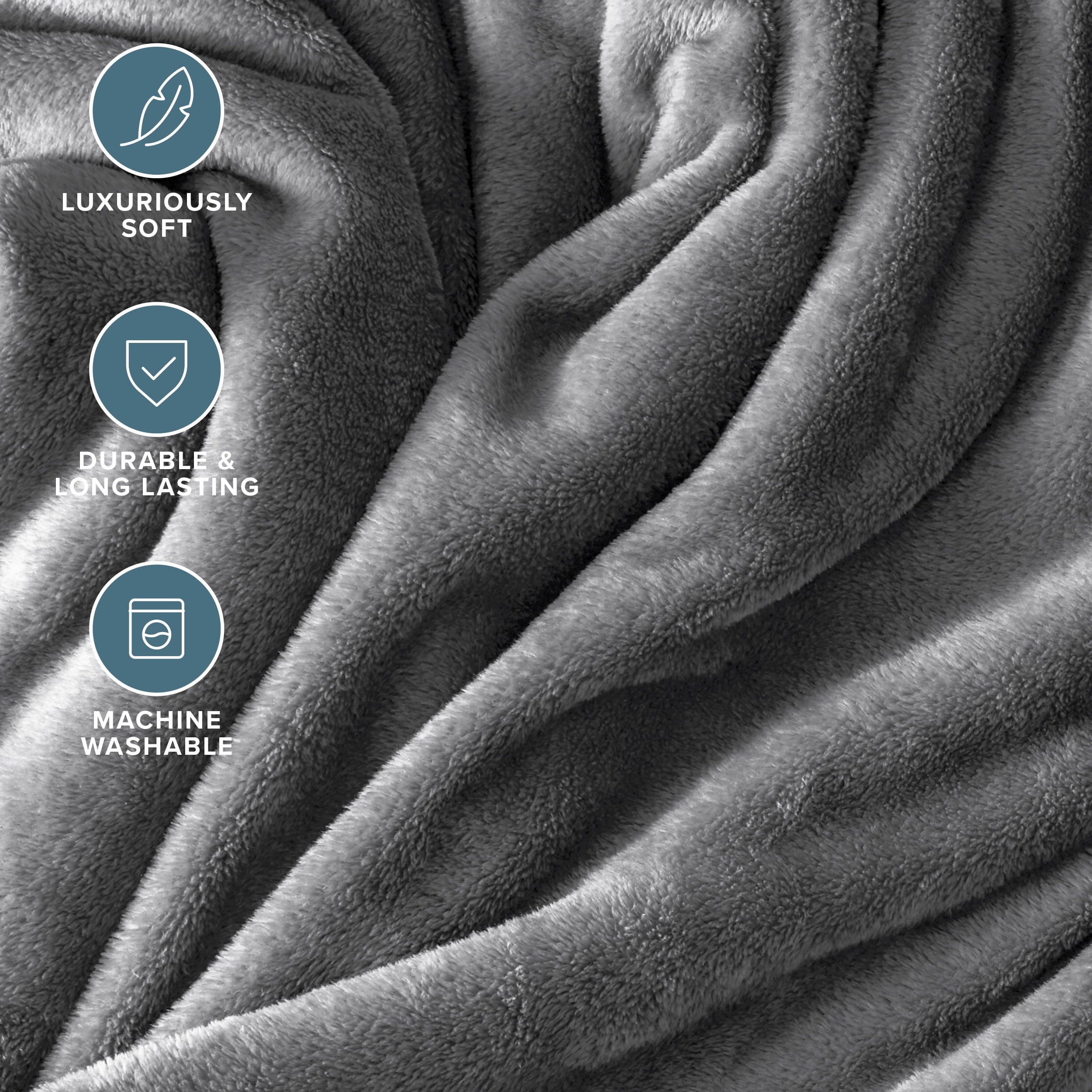 Super Soft Flannel Microplush Fleece Blanket - 300 GSM - Fuzzy Microfleece - Soft & Plush - Full/Queen, Gray - Super Soft Reversible Sherpa Flannel Blanket Detail