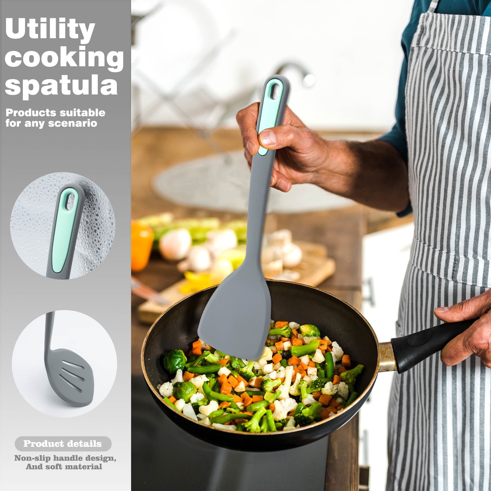 Chef-Quality 5 Pieces Silicone Spatula Set, Non-Stick Silicone Turner Spatulas, Heat Resistance Cooking Utensils, Fli... - Professional Kitchen Tool for Culinary Enthusiasts Detail
