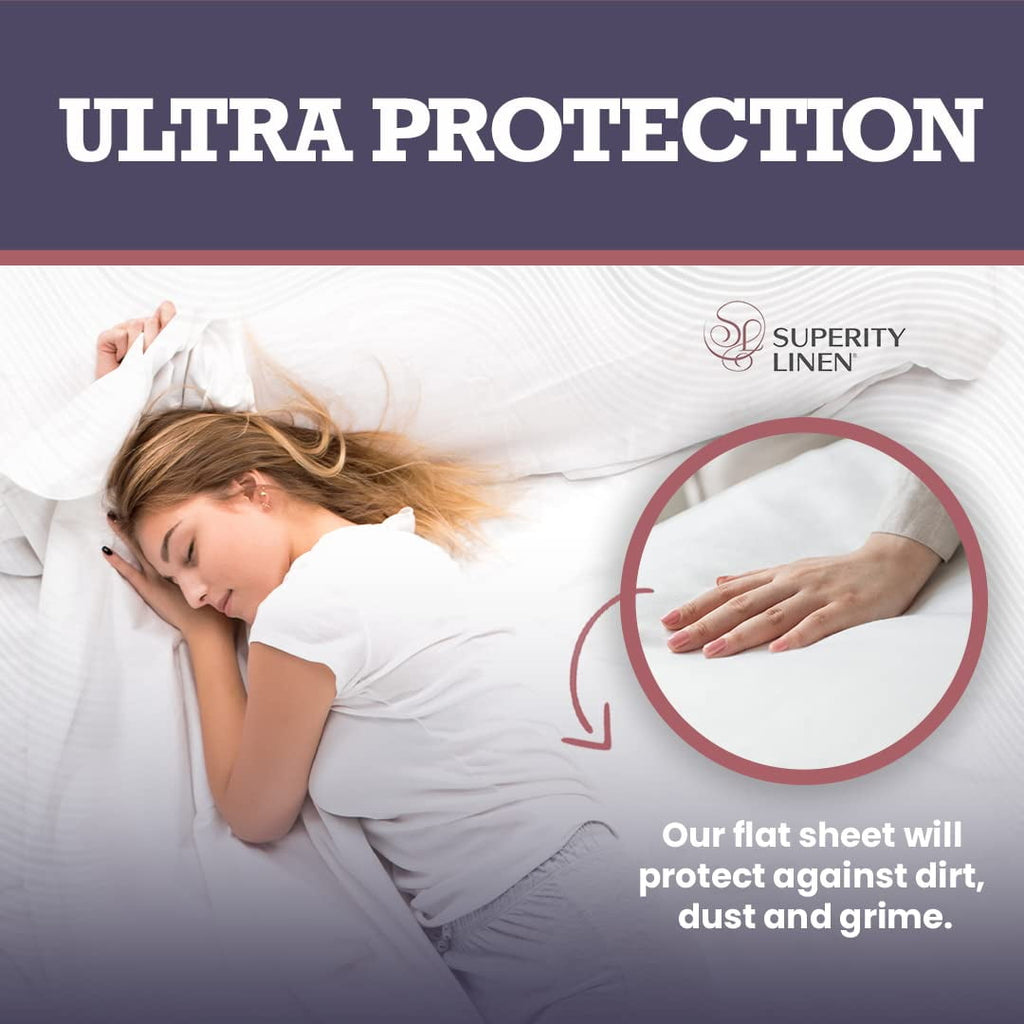 Breathable Luxury Oversized King Size Flat Sheet for Bed - 100% Cotton - Durable and Comfortable with 200 Thread Count - Soft, Breathea... - Premium Ultra-Soft Pillowcase Pair for Sleeping Detail