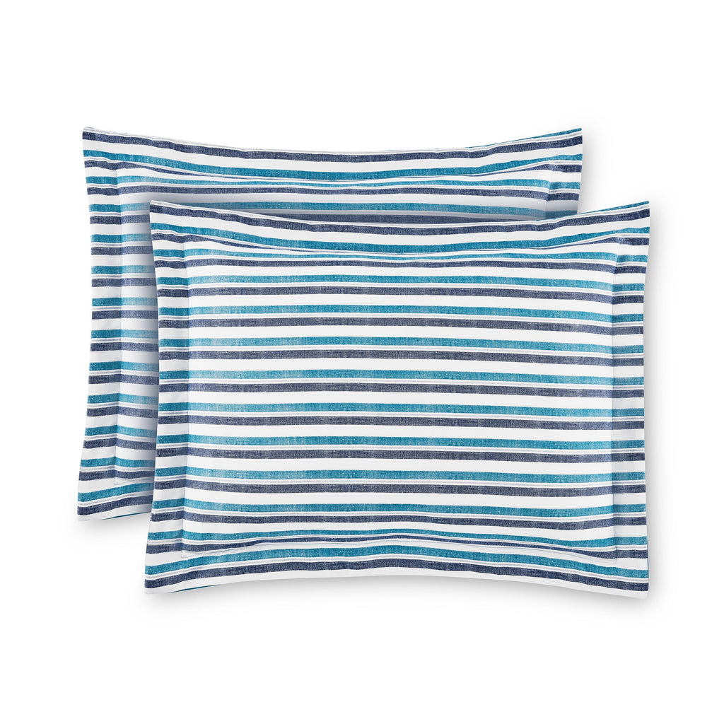 Hypoallergenic Cloud All in One Reversible Comforter and Sheet Set- 7 Piece, Queen, Blue Pinstripe - Hypoallergenic Ultra-Fluffy Quilt for Winter Detail